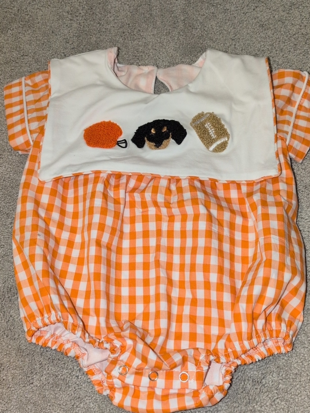 Tennessee Vols Gingham Baby Romper with Applique. Boutique Made